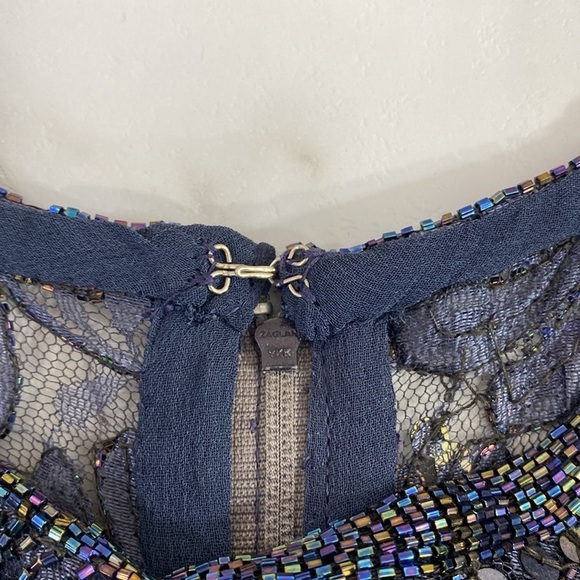 Lillie Rubin Sequin Cocktail Dress Womens Size Small Blue Mesh‎ Vintage Lace - Picture 9 of 13
